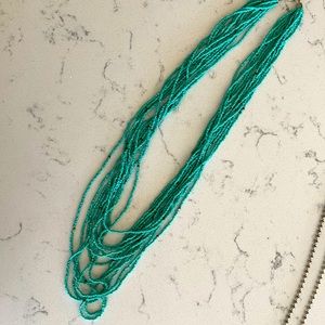 Multilayer turquoise beaded necklace